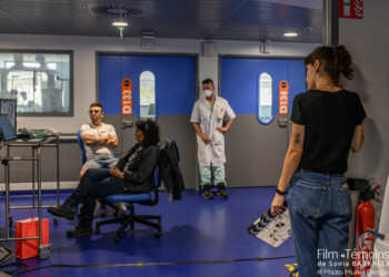 Tournage du film "Témoins" de Sonia Barkallah, photographie de plateau par Muriel Despiau